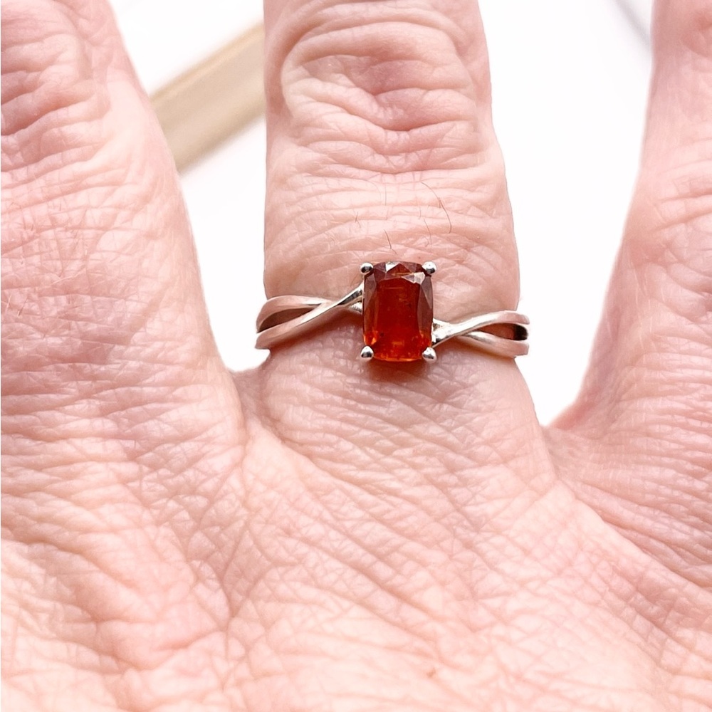 Size 9 Orange Kyanite 925 Sterling Silver Ring - Picture 5 of 7